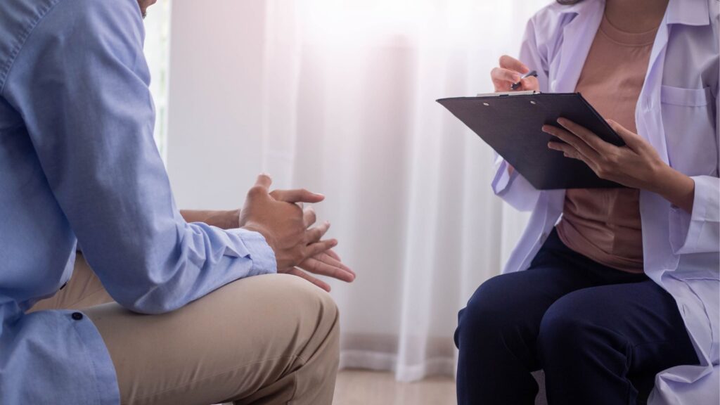 Therapy session during burnout treatment in Raleigh.