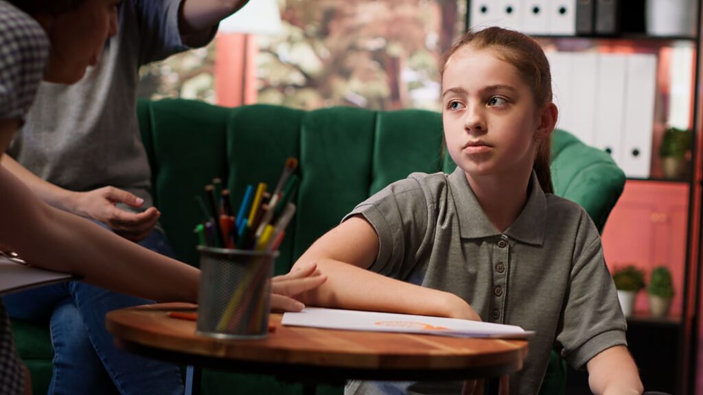 Girl with signs of ADHD.